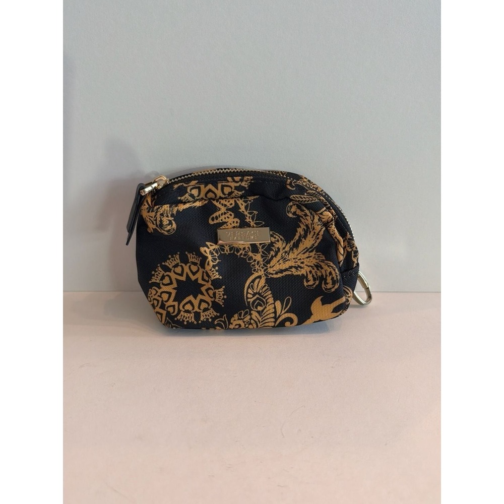 Versace Parfums Black and Gold Barocco Print Mini Coin Pouch